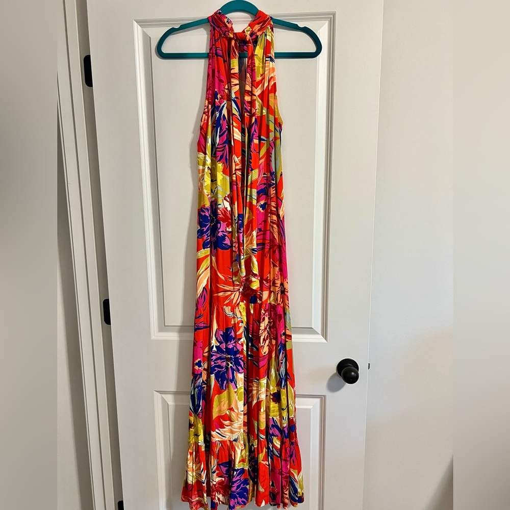 MSK Tropical Halter Maxi Dress - M - Picture 6 of 6